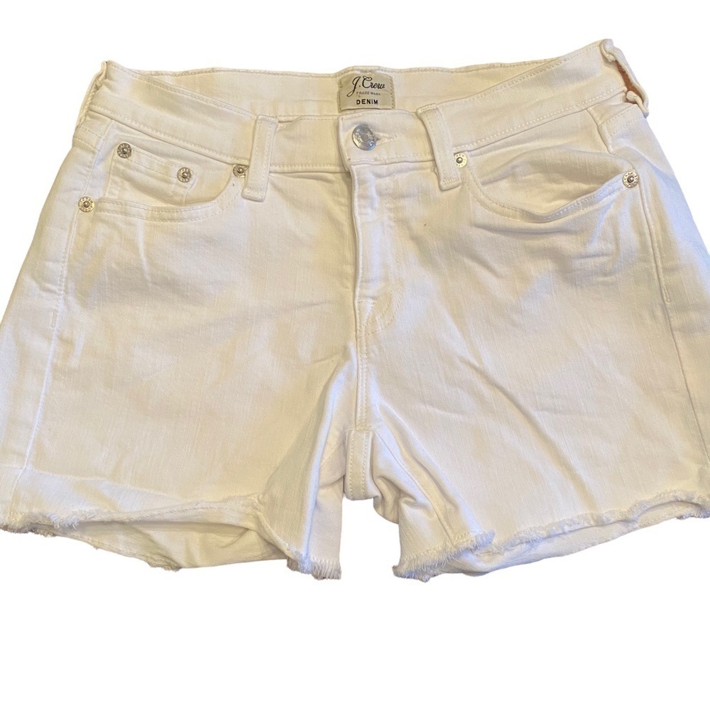 JCrew White Denim Cutoff Shorts distressed edge size 24
